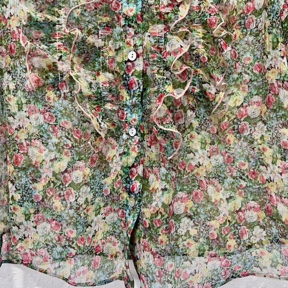 Zara Floral Sheer with floral design Blouse small - Picture 9 of 10